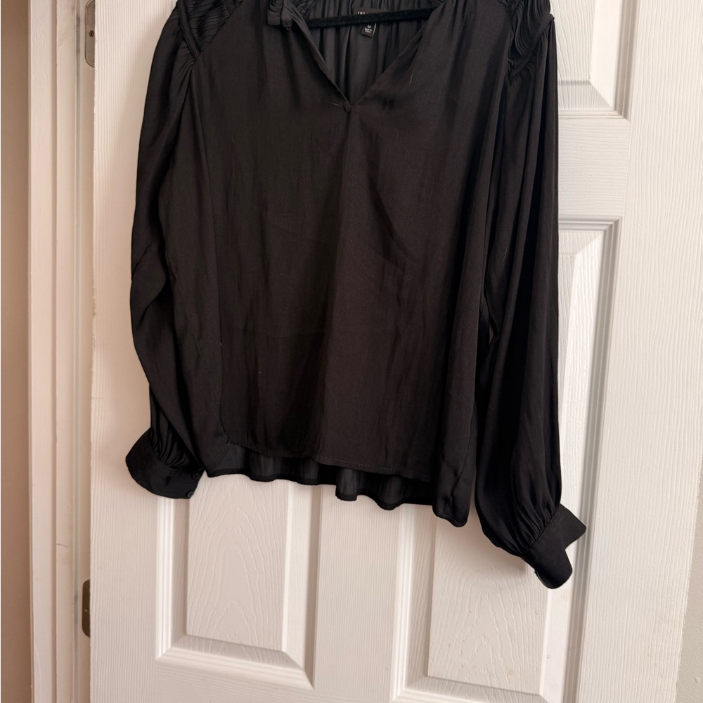 The Limited Black Long-Sleeve V-Neck Blouse